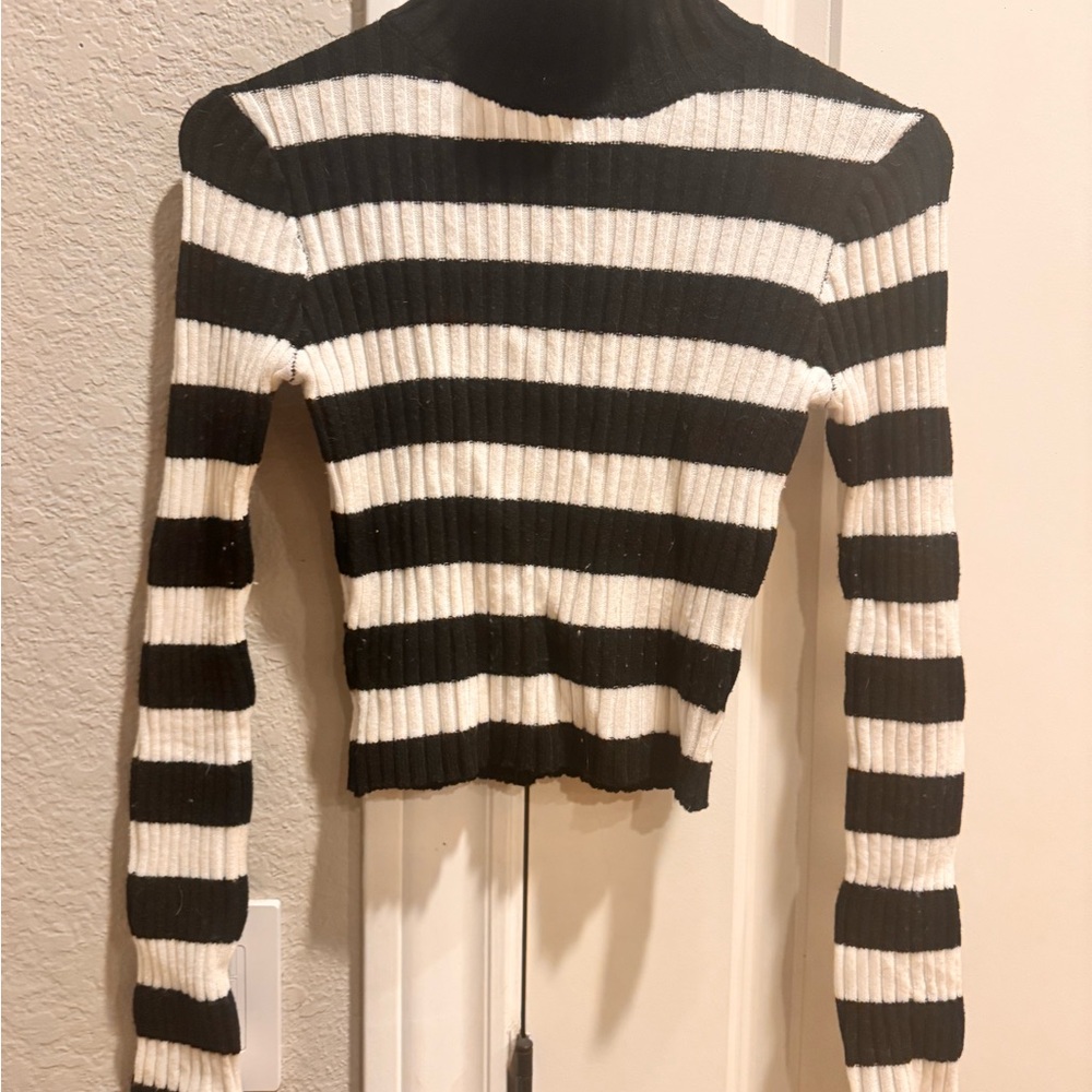 Altar'd State Black and White Striped Crop Top